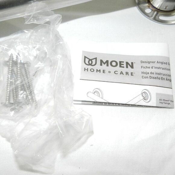 *NEW* in box, Moen designer angled 20" shower/bath grab bar, brushed nickel - Picture 5 of 5